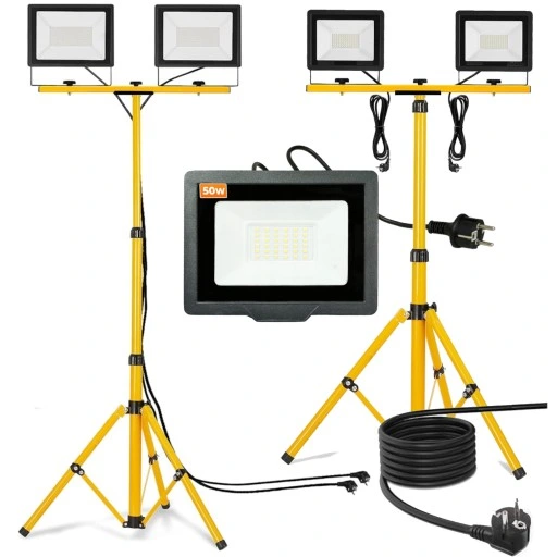 2X HALOGEN LED 50W + Statyw Stojak Podwójny ZESTAW