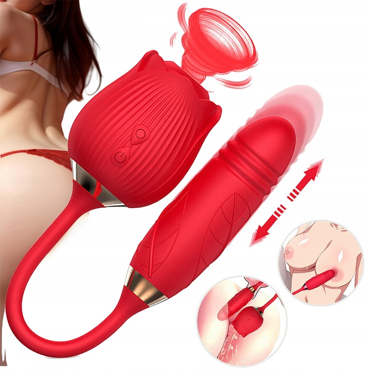 WIBRATOR POSUWISTY STYMULATOR ŁECHTACZKI MOCNE WIBRACJE RÓŻA CZERWONY