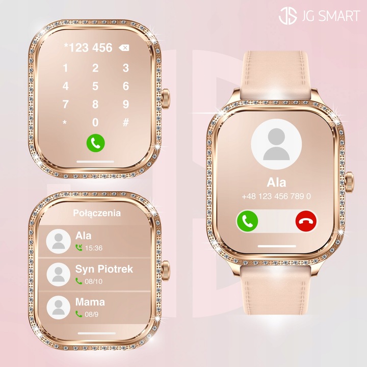 SMARTWATCH DLA KOBIETY DAMSKI ZEGAREK ROZMOWY MENU POLSKIE PULS + 3 PASKI