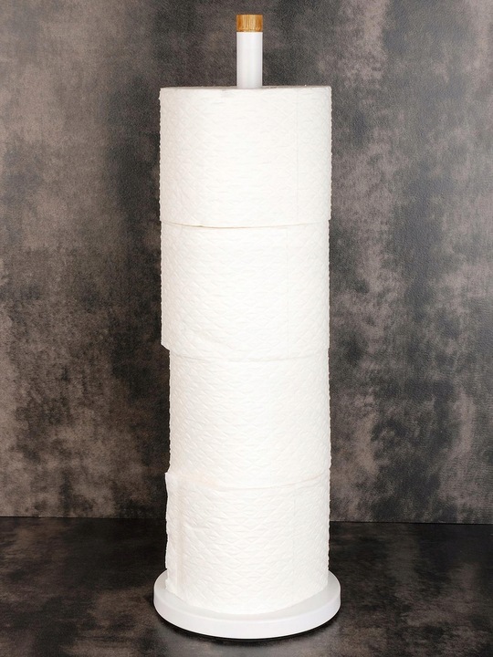Stojak na papier toaletowy zapasowy do WC na 4 rolki biały bambus Yoka