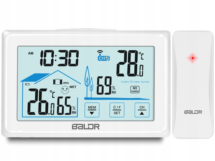BEZPRZEWODOWA STACJA POGODOWA POGODY HIGROMETR + CZUJNIK