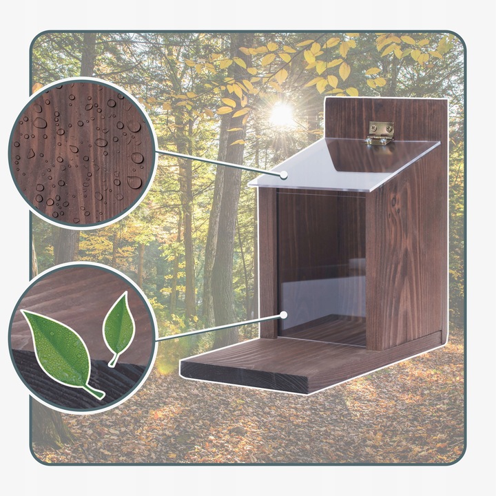 Karmnik Dla Wiewiórek Drewniany Domek Impregnowany Duży Orzechowa