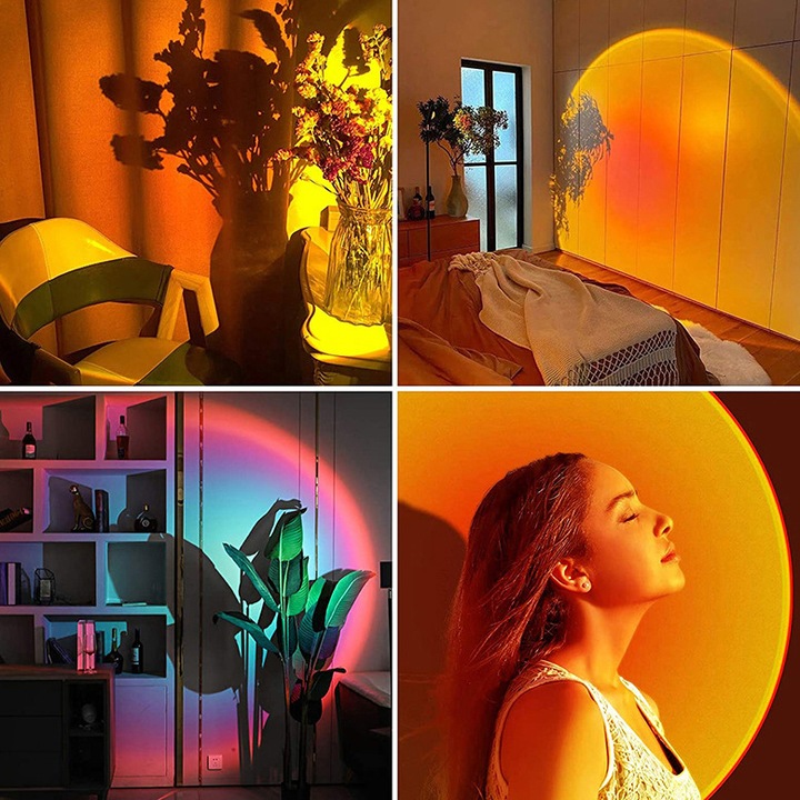 LAMPA ZACHÓD SŁOŃCA Lampka Sunset Lamp Projektor Wschód - Imitujaca Słońce