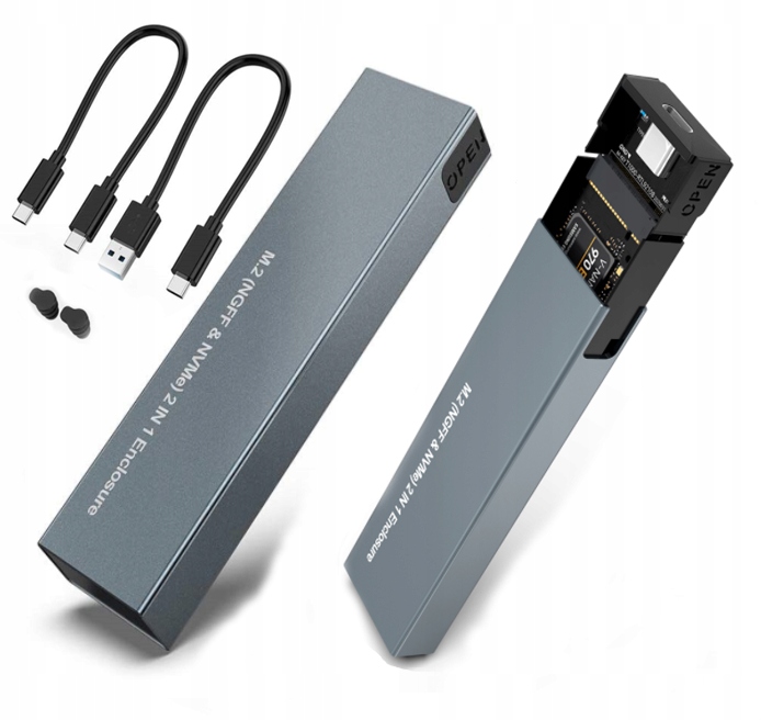 Obudowa na dysk SSD NVME/SATA PCIe M.2 USB-C Gen2 Kieszeń Adapter dysku M2