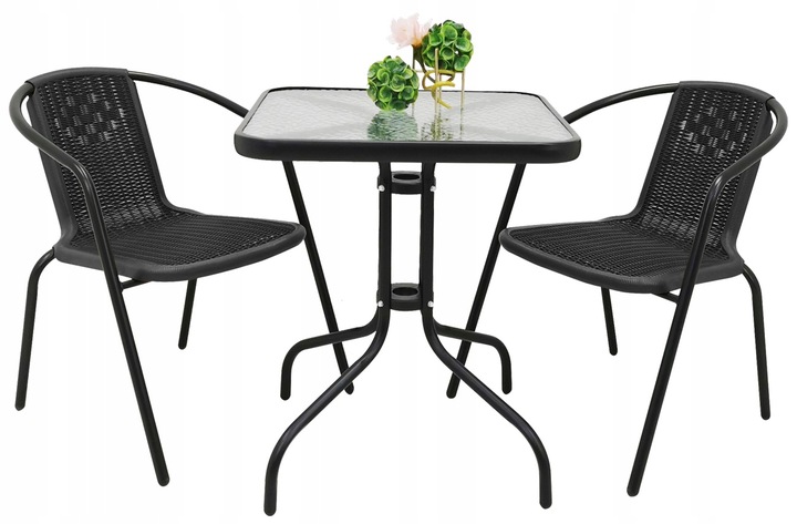 ZESTAW MEBLI OGRODOWYCH TARASU NA BALKON 2x KRZESŁA LORETTO + STÓŁ