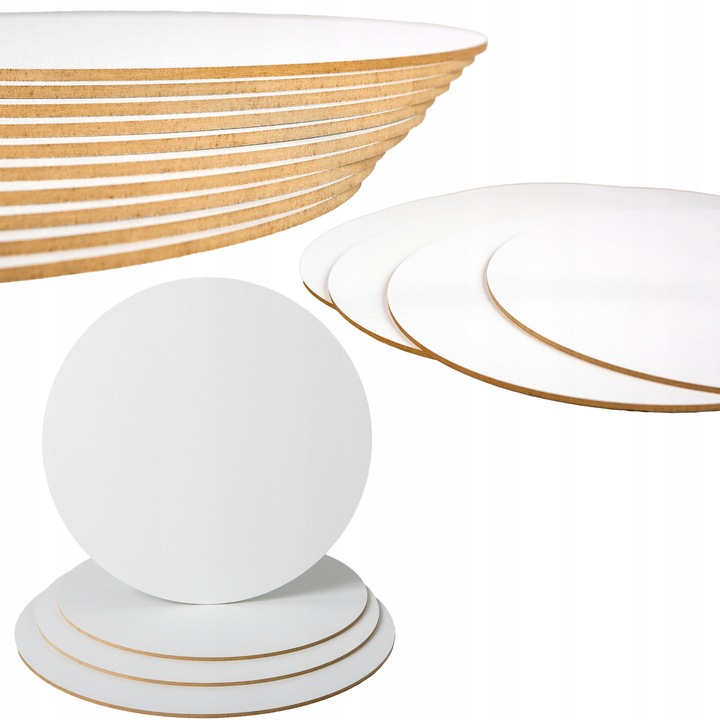 PODKŁAD PODKŁADKI POD TORT 26 CM 10 SZT HDF OKRĄGŁY BIAŁY BEZZAPACHOWY