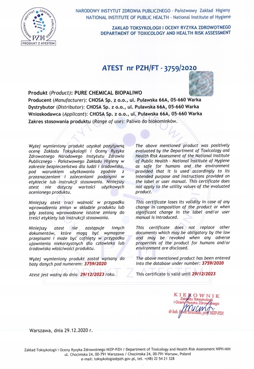 BIOETANOL BIOPALIWO DO BIOKOMINKA BEZWONNE 20l 4x5