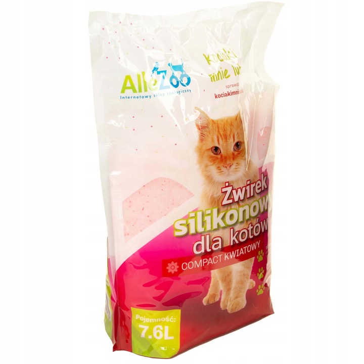 AlleZoo Żwirek Silikonowy Dla Kota Drobny Compact Kwiatowy 7,6l