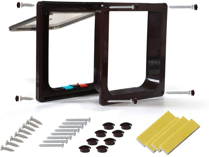 DRZWI Z KLAPĄ DLA PSA KOTA DRZWICZKI WAHADŁOWE KLAPA 4 SPOSOBY BRĄZ XL