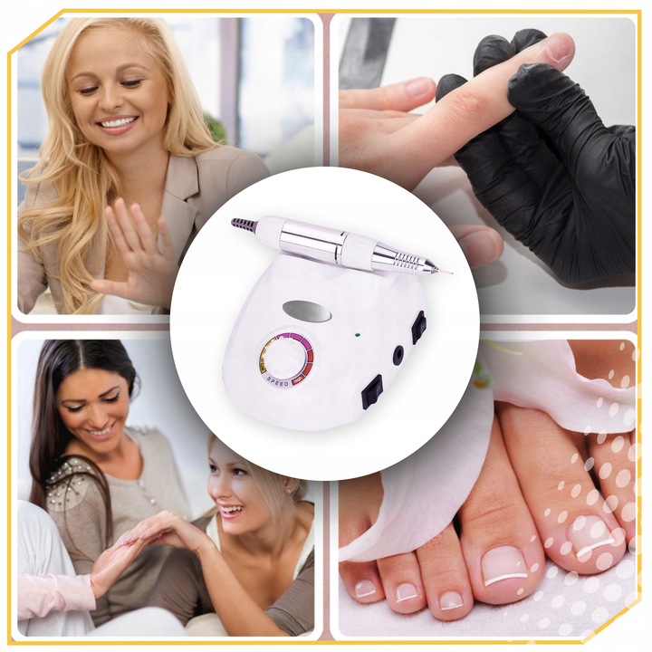 FREZARKA DO PAZNOKCI MANICURE PEDICURE PROFESJONALNA ZESTAW FREZÓW MOC 65W