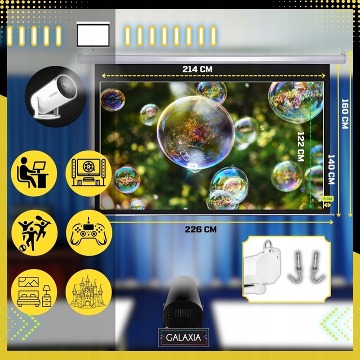 EKRAN PROJEKCYJNY ELEKTRYCZNY 100 CALI Do Projektora Do Rzutnika Z