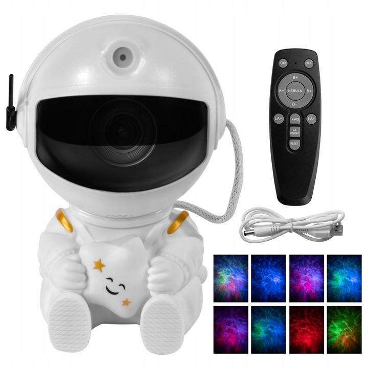 PROJEKTOR GWIAZD Lampka Nocna Astronauta Magic 20 8 TRYBÓW RGB