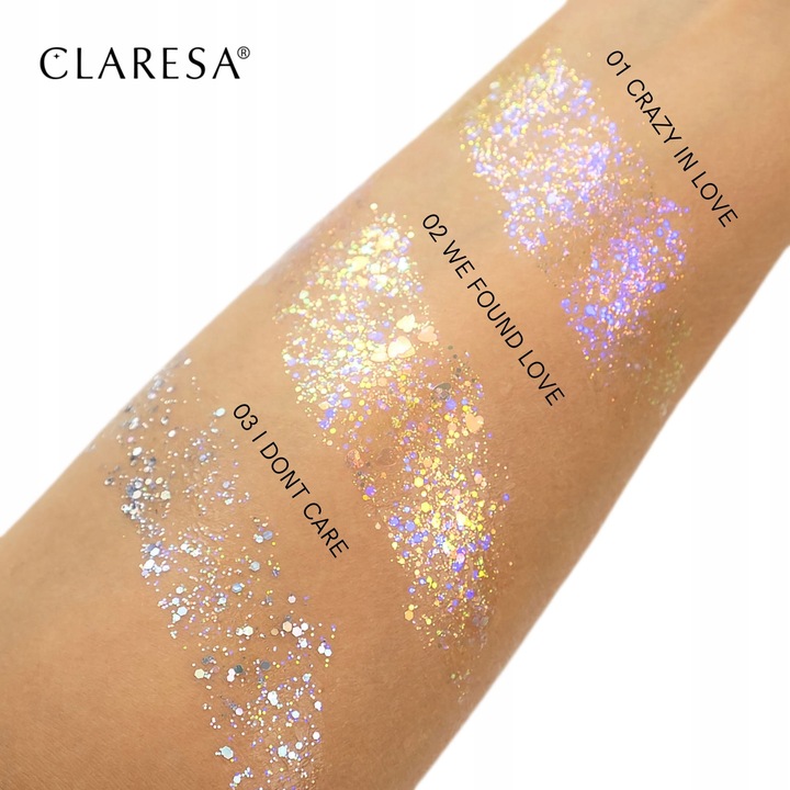 CLARESA FESTIVAL VIBE BROKAT W ŻELU DO TWARZY CIAŁA WŁOSÓW 03 I DON'T CARE