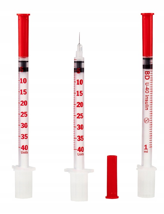STRZYKAWKA INSULINOWA 1 ML ZESPOLONA Z IGŁĄ - 100 szt. 0,3 x 8 mm