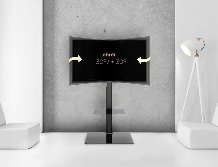 Podłogowy STOJAK TV pod telewizor z półką Uniwersalny Obrotowy