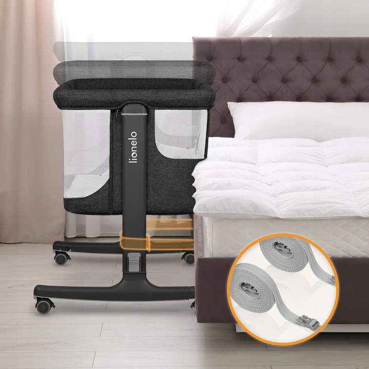 Łóżeczko dostawne dziecięce + kojec Lionelo Aurora + Otulacz bambusowy