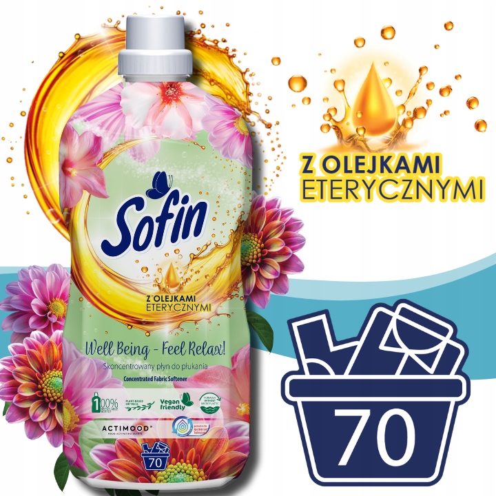 Sofin Kapsułki do Prania Kolorowych Tkanin 66 prań + Płyn do płukania 1,4l