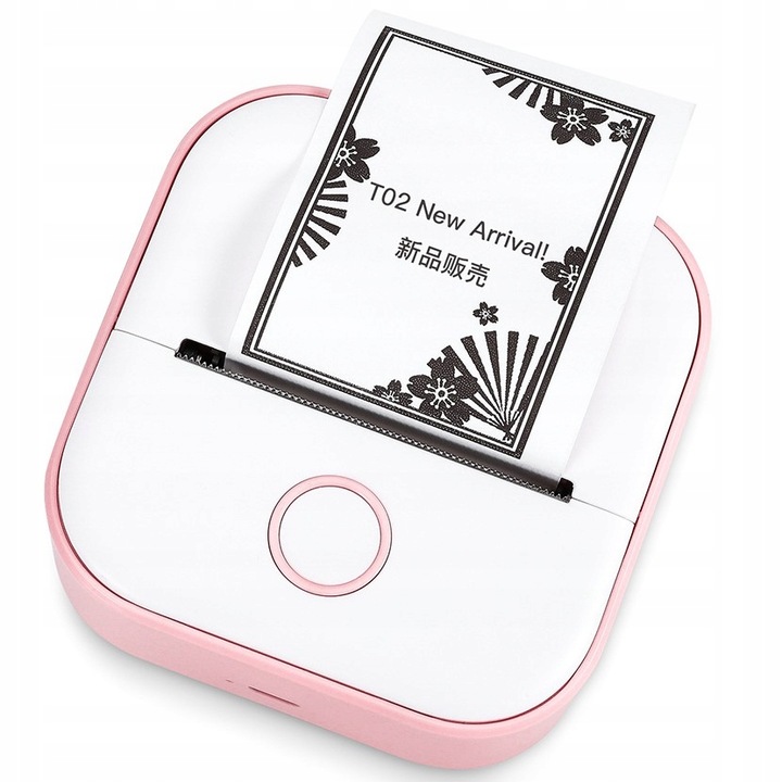 Phomemo T02 mini drukarka termiczna do zdjęć notatek etykiet różowa