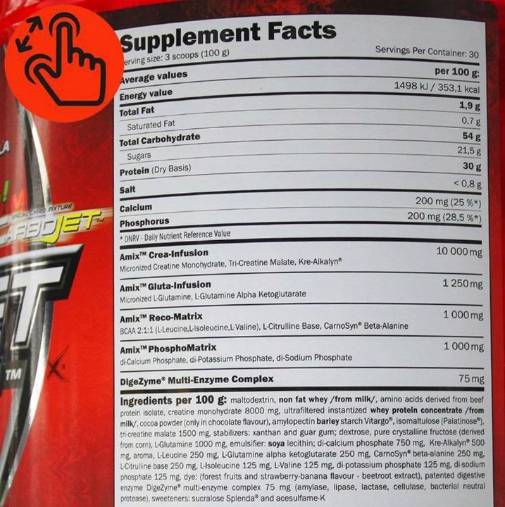 ODŻYWKA NA SIŁE I MASĘ 8 w 1 - Gainer z dodatkiem białka, kreatyny,