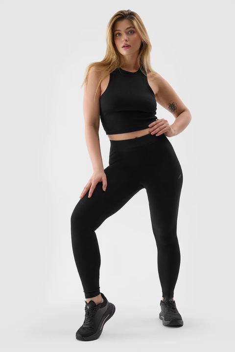 LEGGINSY DAMSKIE DZIANINOWE Z LOGO 4F CZARNE 4FWMM00TTIGF195-20S XL