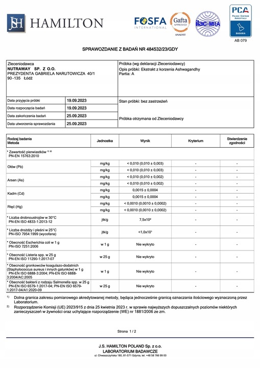 Polska Witania ospała Ashwagandha Ollywell Krople Silny ekstrakt Adaptogen