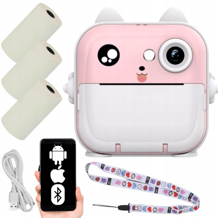 DRUKUŚ DRUKARKA APARAT NATYCHMIASTOWY FOTOGRAFICZNY MINI TERMICZNA RÓŻOWY