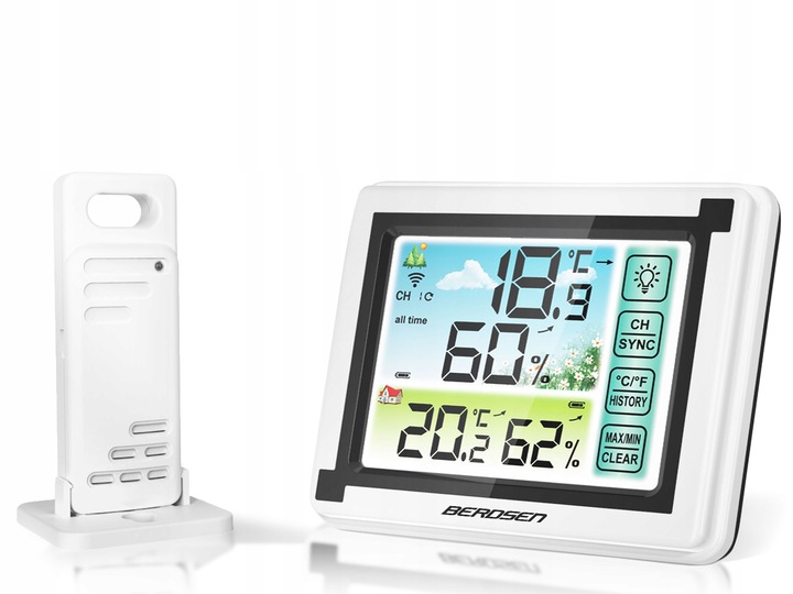 BEZPRZEWODOWA STACJA POGODOWA POGODY HIGROMETR + CZUJNIK