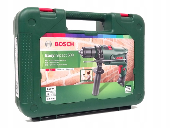 BOSCH WIERTARKA UDAROWA EasyImpact 600 WALIZKA + Wiertła