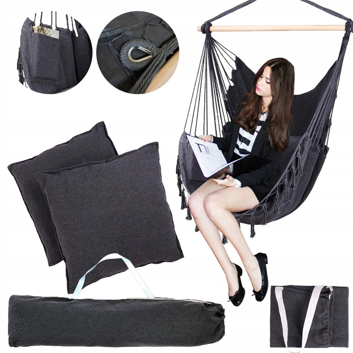 FOTEL WISZĄCY OGRODOWY BRAZYLIJSKI BUJANY HUŚTAWKA HAMAK KOKON + 2