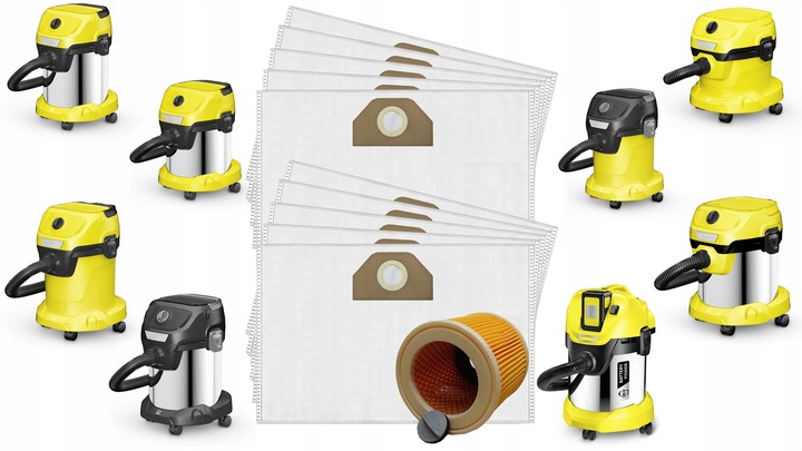 10x WORKI DO ODKURZACZA KARCHER WD3 SE4001 WD2 PLUS KWD3 V17 V15+FILTR