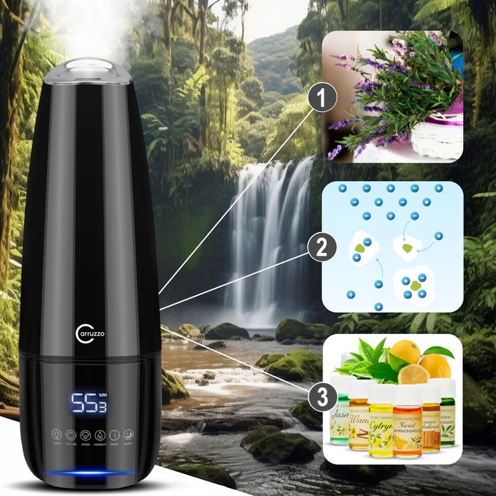 Nawilżacz powietrza DUŻY AUTOMATYCZNY 8w1 +AROMATERAPIA OLEJKI FILTR