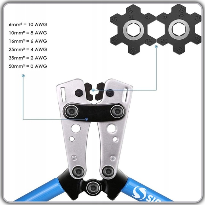 ZACISKARKA KABLI PRZEWODÓW PRASKA TULEJKI 6-50mm2 + 60 końcówek