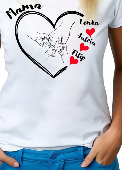 KOSZULKA DZIEŃ MAMY PREZENT DZIEŃ MATKI PERSONALIZOWANY Z IMIONAMI DZIECI M