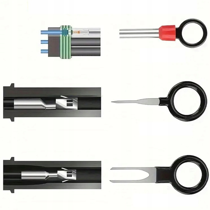 ZESTAW 100SZT KLUCZE WYJMAKI DO PINÓW KONEKTORÓW KOSTEK DEMONTAŻ