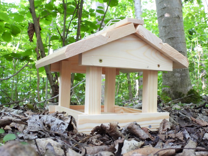 Karmnik dla ptaków do samodzielnego montażu – solidny, drewniany