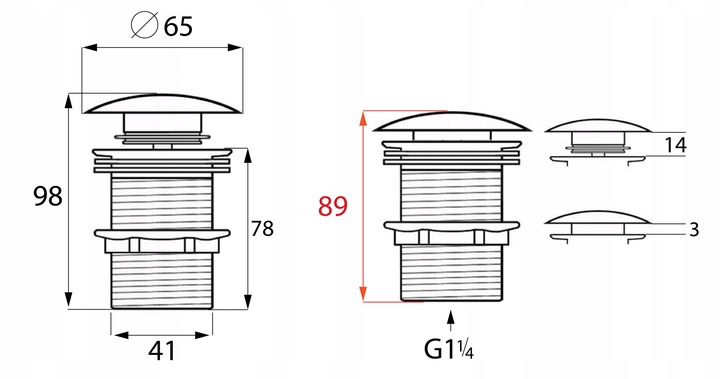 Korek klik klak z przelewem umywalkowy automatyczny czarny YOKA HOME