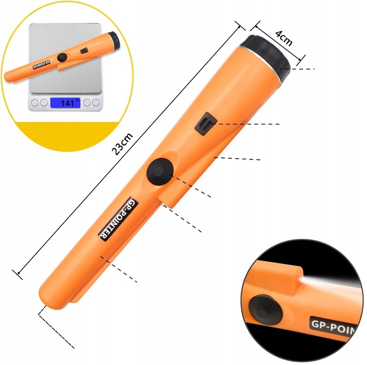 Wykrywacz Metali Ręczny GP POINTER Detektor Metalu Monet Złota z Latarką