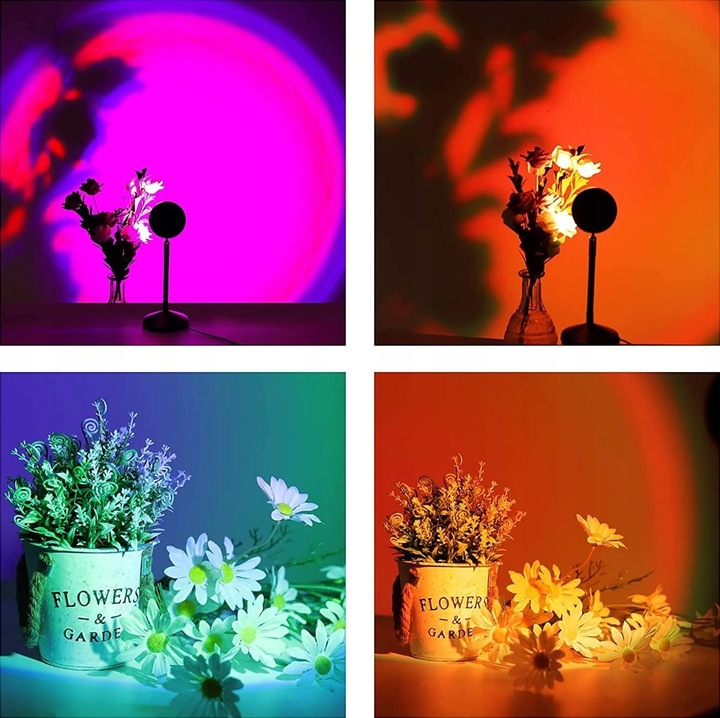 LAMPKA LED SUNSET RGB ZACHÓD SŁOŃCA PILOT PREZENT do sypialni salonu pokoju