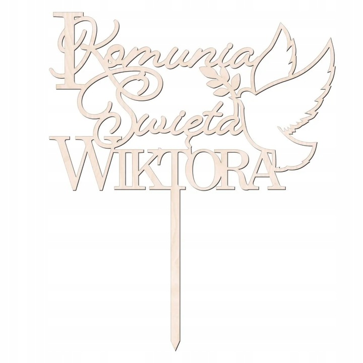 TOPPER dekoracja imię KOMUNIA ŚWIĘTA NAPIS NA TORT