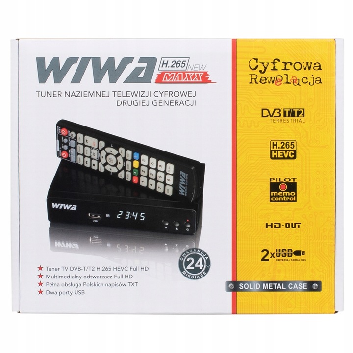 TUNER DEKODER TV NAZIEMNEJ HD DVB-T2 HEVC HDMI + ANTENA WIFI PILOT ZESTAW