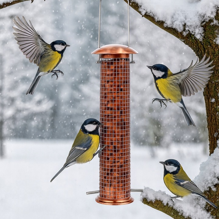 KARMNIK DLA PTAKÓW NA ORZECHY NASIONA ZIARNO KARMĘ POKARM MIEDZIANY