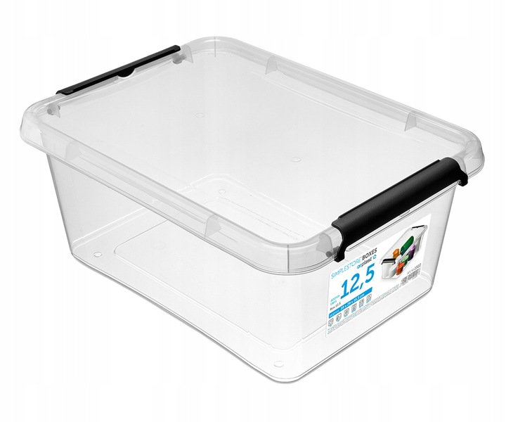 Pojemnik Plastikowy Przeźroczysty z Pokrywą 12,5L Pudełko Pudło
