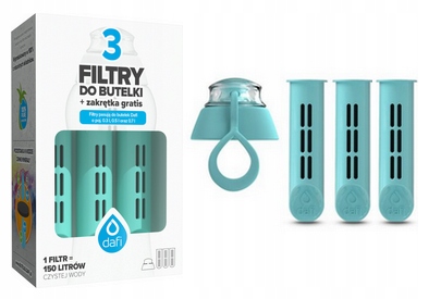 3 X FILTRY DAFI DO BUTELKI FILTRUJĄCEJ SOFT SOLID + ZAKRĘTKA MIX KOLOR