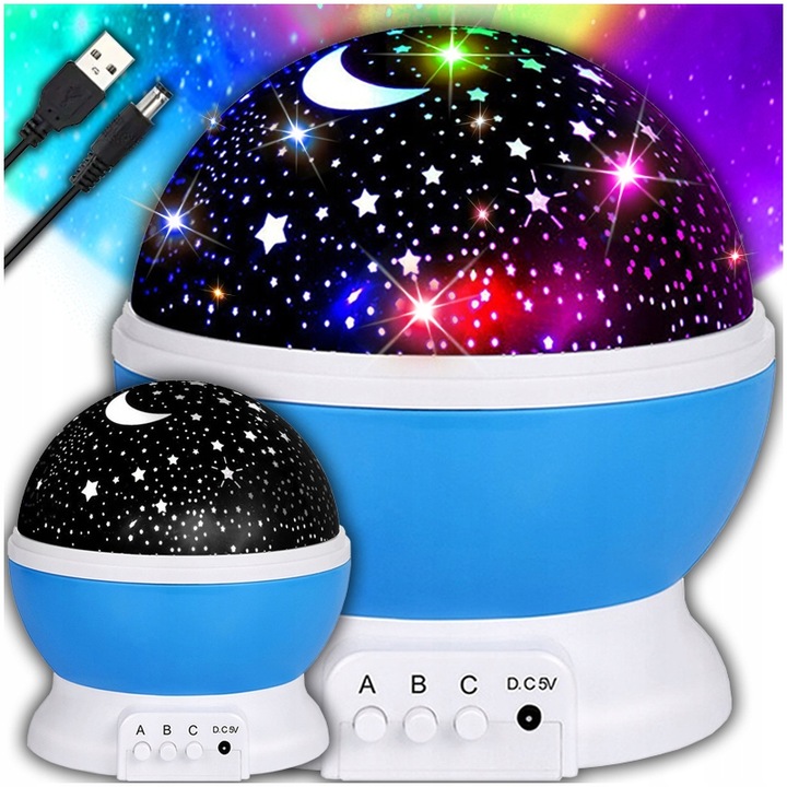 PROJEKTOR GWIAZD KSIĘŻYCA NIEBA OBROTOWY LAMPKA NOCNA RZUTNIK DLA DZIECKA