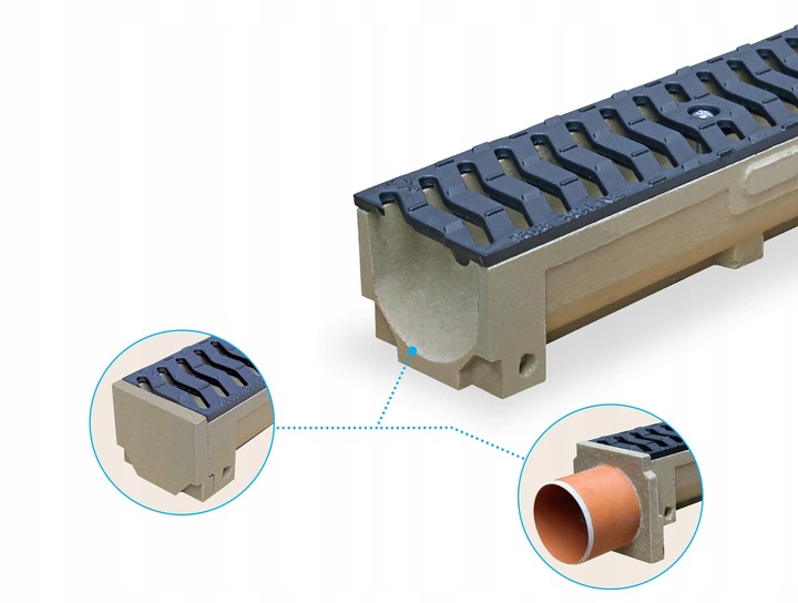 ODWODNIENIE LINIOWE STR Koryto polimerobetonowe żeliwo B125 120x100