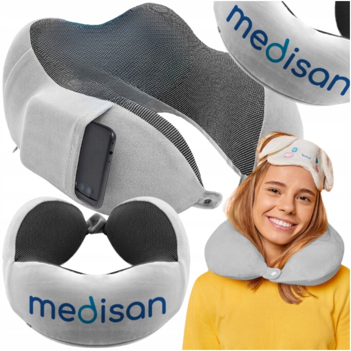 Poduszka podróżna ortopedyczna do spania rogal zagłówek turystyczna memory