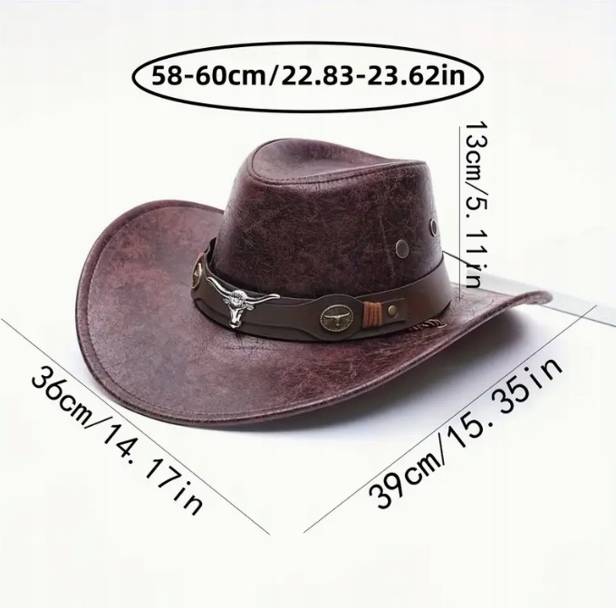 Klasyczny Kowbojski Kapelusz z Klamrą w Kształcie Głowy Byka Nakrycie
