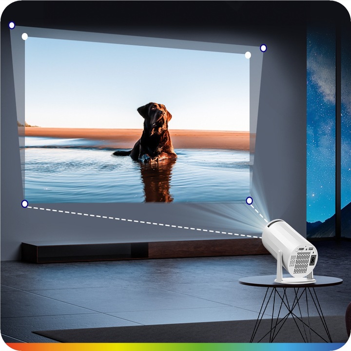 PROJEKTOR RZUTNIK ANDROID TV 4K WIFI FULL HD PRZENOŚNY SMART GŁOŚNIK