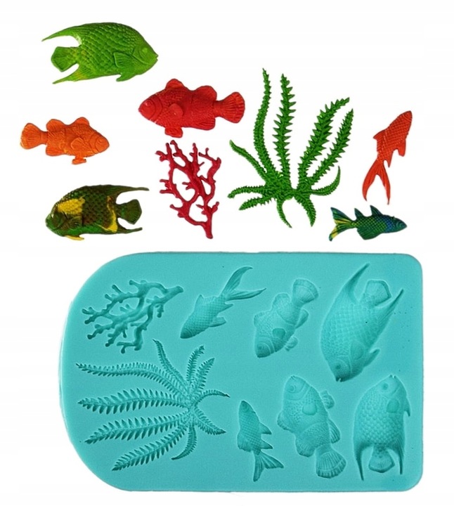 Forma silikonowa do masy cukrowej AKWARIUM Rybki