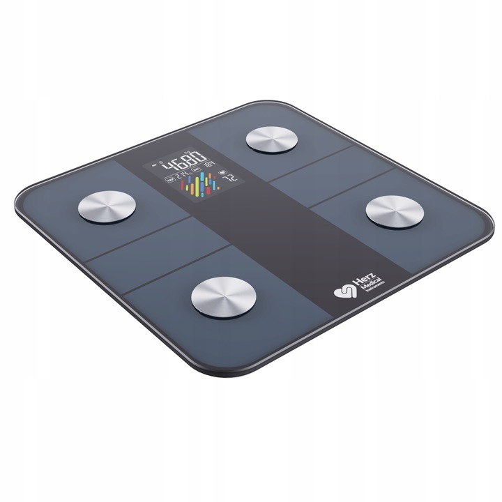 WAGA ŁAZIENKOWA ANALITYCZNA ELEKTRONICZNA BMI TŁUSZCZ TĘTNO APLIKACJA